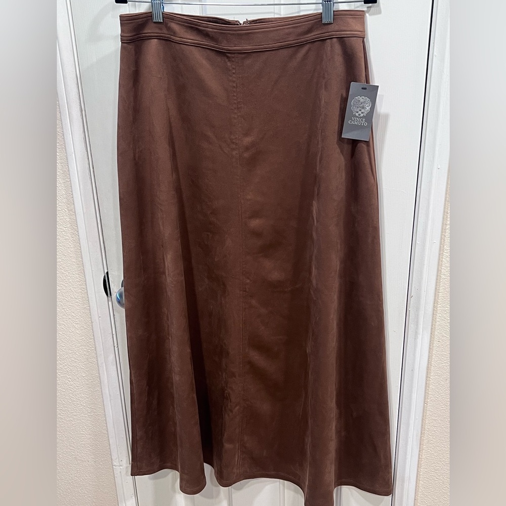 Vince Camuto Chocolate Brown A-Line Maxi Skirt Size M NWT